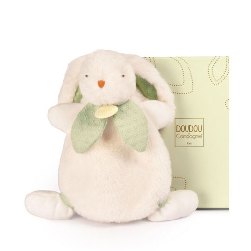 Doudou conejo blanco con lazo verde 25cm DOUDOU ET COMPAGNIE Lapin Bonbon