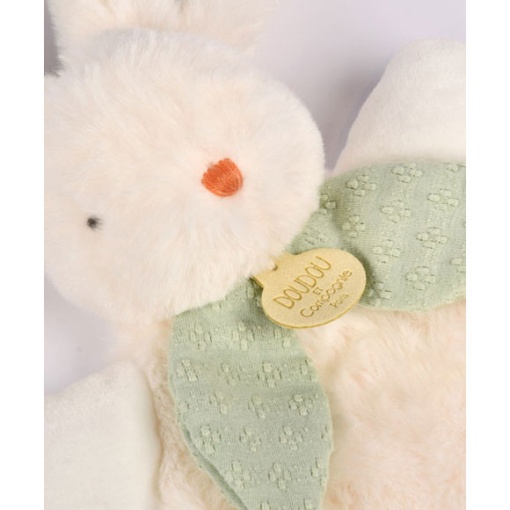 Doudou conejo blanco con lazo verde 25cm DOUDOU ET COMPAGNIE Lapin Bonbon