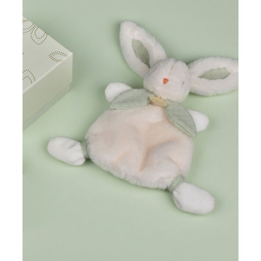 Doudou conejo blanco con lazo verde 25cm DOUDOU ET COMPAGNIE Lapin Bonbon