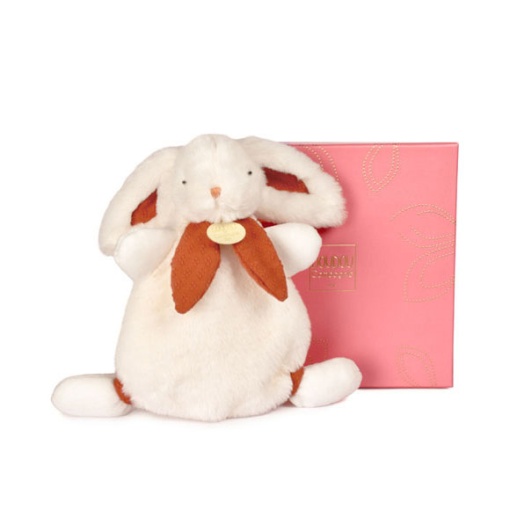 Doudou conejo blanco con lazo de terracota 25cm DOUDOU ET COMPAGNIE Lapin Bonbon