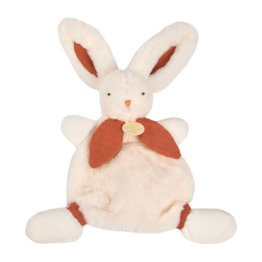 Doudou conejo blanco con lazo de terracota 25cm DOUDOU ET COMPAGNIE Lapin Bonbon