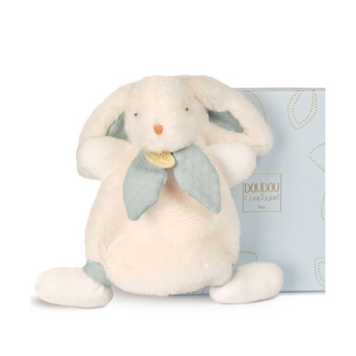 Doudou conejo blanco con lazo azul 25cm DOUDOU ET COMPAGNIE Lapin Bonbon
