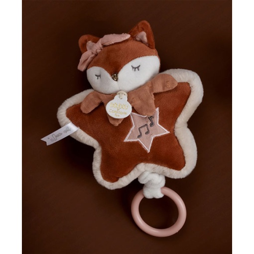 Doudou con caja de música, zorro, Mina, 16cm, DOUDOU ET COMPAGNIE, Mina et Timo