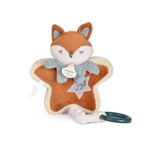 Doudou con caja de música, zorro, Timo, 16cm, DOUDOU ET COMPAGNIE, Mina et Timo