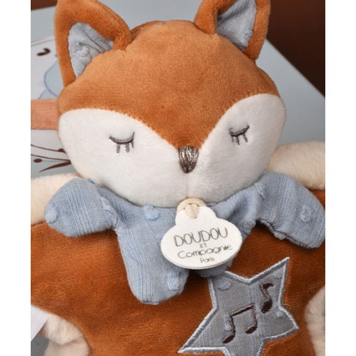 Doudou con caja de música, zorro, Timo, 16cm, DOUDOU ET COMPAGNIE, Mina et Timo