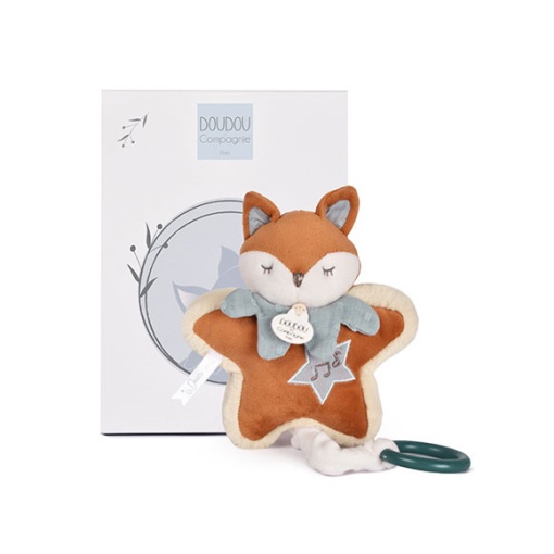 Doudou con caja de música, zorro, Timo, 16cm, DOUDOU ET COMPAGNIE, Mina et Timo