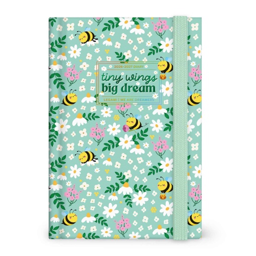 Agenda escolar diária 120x180mm 2026/27 16 meses LEGAMI Bee com elástico
