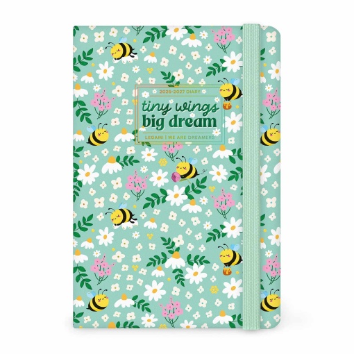 Agenda escolar semanal 120x180mm 2026/27 16 meses LEGAMI Bee com elástico