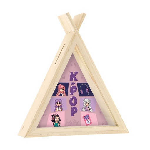 Mealheiro de madeira Lovely Story K-POP rosa
