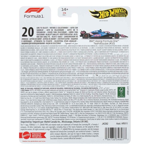 Hot Wheels Premium Formula 1 BWT Alpine Team nº 10 Mattel HRV11/JKD82