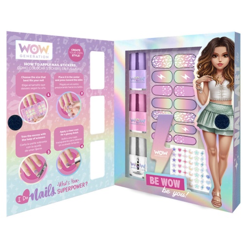 Manicure set (3 nail polishes + stickers + press-on nails) WOW GENERATION