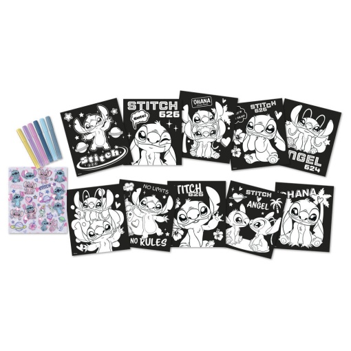 Disney Stitch velvet coloring set with 6 pens.