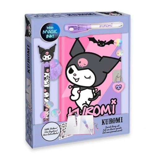 Diary + magic pen + ballpoint pen with pompom Kuromi