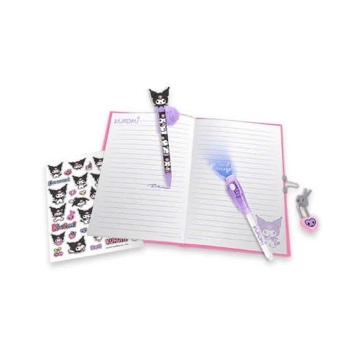 Diary + magic pen + ballpoint pen with pompom Kuromi