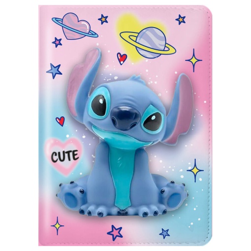 Squishy notebook + ballpoint pen with pompom, Disney Stitch