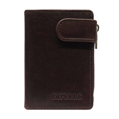 Porta-moedas/cartões em pele Dipelle 7,5x10cm castanho DP1811