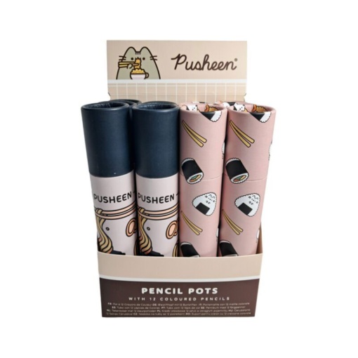 Pusheen the Cat Sushi Club colored pencils in a round box, assorted (12 units)