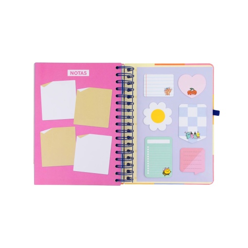 A5 daily school planner 2026/27, 12 months, spiral bound, MR. WONDERFUL "The Perfect Break" with elastic closure.