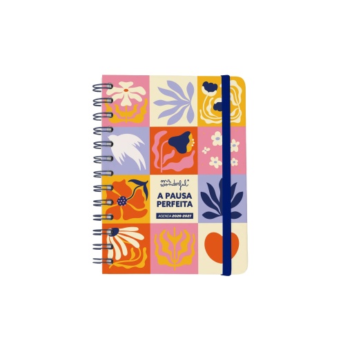 Daily school planner 175x140mm 2026/27 12 months spiral bound MR. WONDERFUL "The perfect break" with elastic closure