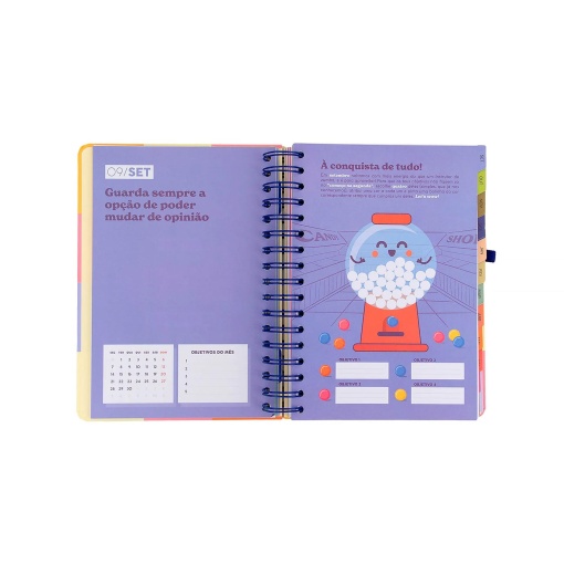 Agenda escolar diaria 175x140 mm 2026/27 12 meses, encuadernación en espiral MR. WONDERFUL "El descanso perfecto" con cierre elástico