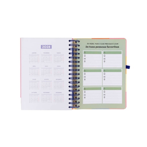 Agenda escolar diaria 175x140 mm 2026/27 12 meses, encuadernación en espiral MR. WONDERFUL "El descanso perfecto" con cierre elástico