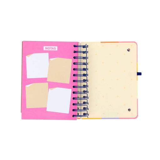 Agenda escolar diaria 175x140 mm 2026/27 12 meses, encuadernación en espiral MR. WONDERFUL "El descanso perfecto" con cierre elástico