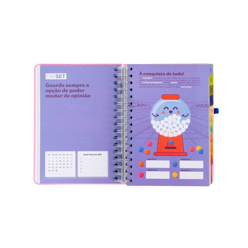 A5 daily school planner 2026/27 12 months spiral bound MR. WONDERFUL "If life gives you lemons..." with elastic band