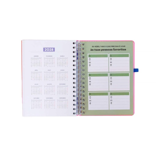 A5 daily school planner 2026/27 12 months spiral bound MR. WONDERFUL "If life gives you lemons..." with elastic band