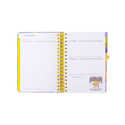 A5 daily school planner 2026/27, 12 months, spiral bound, MR. WONDERFUL "In my world" with elastic closure.