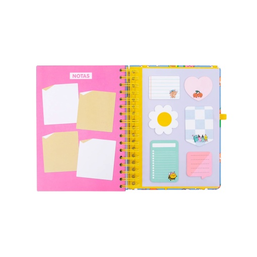 A5 daily school planner 2026/27, 12 months, spiral bound, MR. WONDERFUL "In my world" with elastic closure.