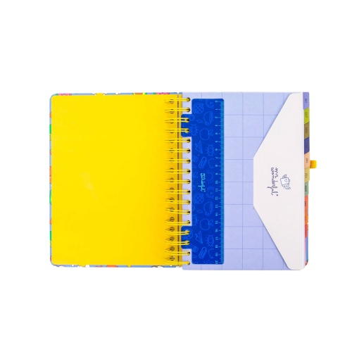 A5 daily school planner 2026/27, 12 months, spiral bound, MR. WONDERFUL "In my world" with elastic closure.