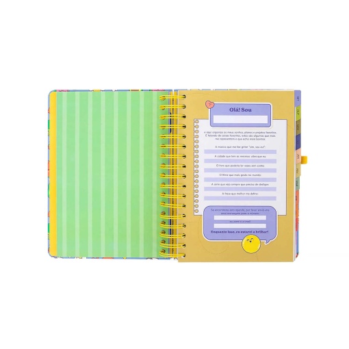 A5 daily school planner 2026/27, 12 months, spiral bound, MR. WONDERFUL "In my world" with elastic closure.