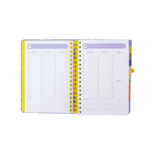 A5 daily school planner 2026/27, 12 months, spiral bound, MR. WONDERFUL "In my world" with elastic closure.