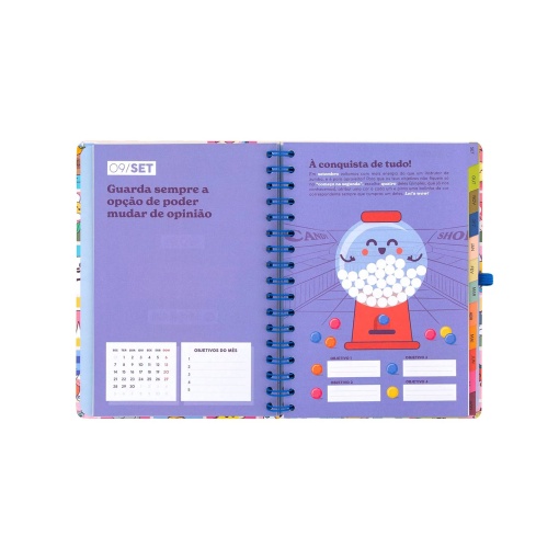 Weekly school planner A5 2026/27 12 months spiral bound MR. WONDERFUL "Manual for a brilliant year" with elastic closure