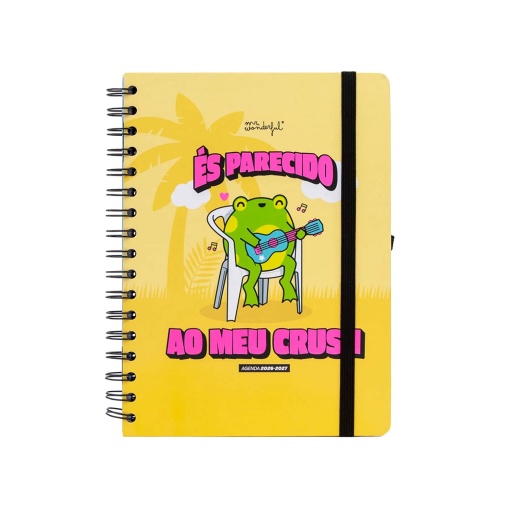 Weekly school planner A5 2026/27 12 months spiral bound MR. WONDERFUL "You look like my crush" with elastic band