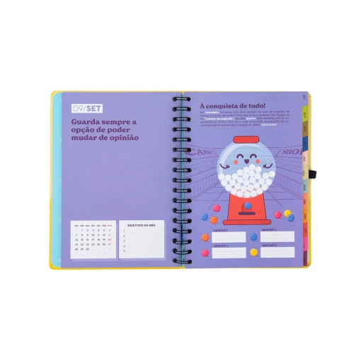 Weekly school planner A5 2026/27 12 months spiral bound MR. WONDERFUL "You look like my crush" with elastic band