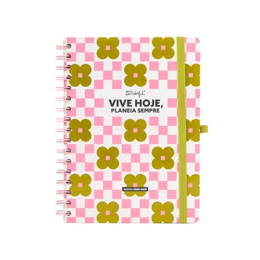 Weekly school planner A5 2026/27 12 months spiral bound MR. WONDERFUL "Live today, plan always" with elastic closure