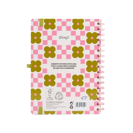 Weekly school planner A5 2026/27 12 months spiral bound MR. WONDERFUL "Live today, plan always" with elastic closure