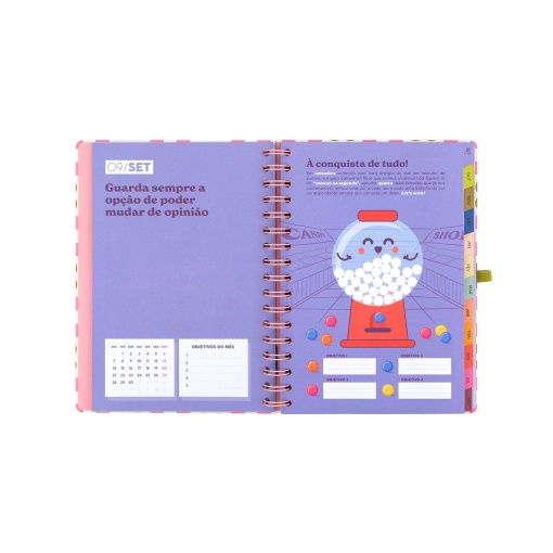 Weekly school planner A5 2026/27 12 months spiral bound MR. WONDERFUL "Live today, plan always" with elastic closure