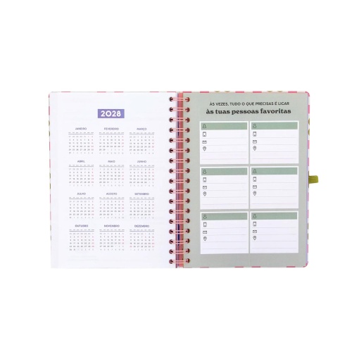 Weekly school planner A5 2026/27 12 months spiral bound MR. WONDERFUL "Live today, plan always" with elastic closure