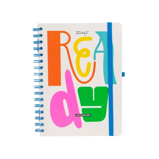Weekly school planner A5 2026/27 12 months spiral bound MR. WONDERFUL "Ready" with elastic closure