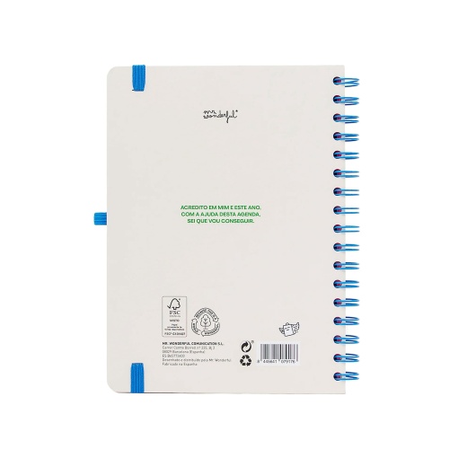 Weekly school planner A5 2026/27 12 months spiral bound MR. WONDERFUL "Ready" with elastic closure