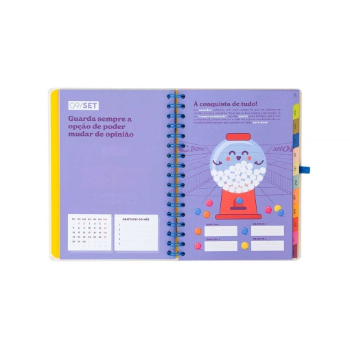 Weekly school planner A5 2026/27 12 months spiral bound MR. WONDERFUL "Ready" with elastic closure