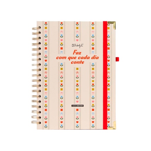 Weekly school planner 246x170mm 2026/27 12 months spiral bound MR. WONDERFUL "Makes every day count" with elastic closure
