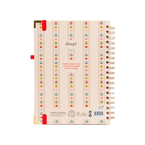 Weekly school planner 246x170mm 2026/27 12 months spiral bound MR. WONDERFUL "Makes every day count" with elastic closure