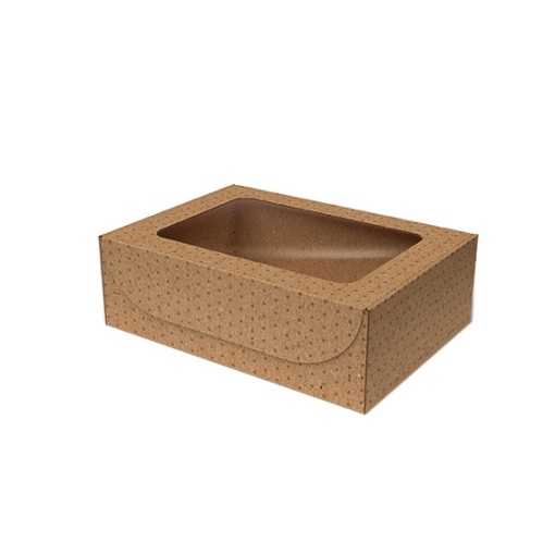 Caixa de cartão cabaz Eno Gastronomici 20,5x22x9,5cm kraft com visor