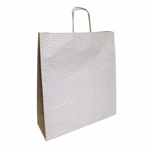 Paper bag with twisted handle, 311 dots, white, 36x12x4cm