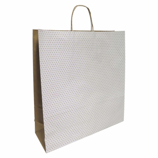 Paper bag with twisted handle, 311 dots, white, 45x15x49cm