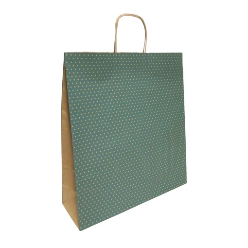 Paper bag with twisted handle, 312 dots, green, 36x12x4cm