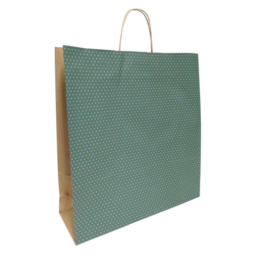 Paper bag with twisted handle, 312 dots, green, 45x15x49cm